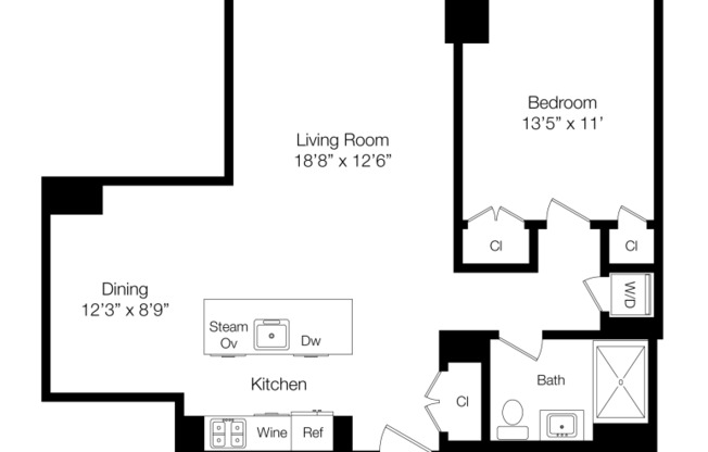 1 bed, 1 bath, 850 sqft, $6,950, Unit 5R
