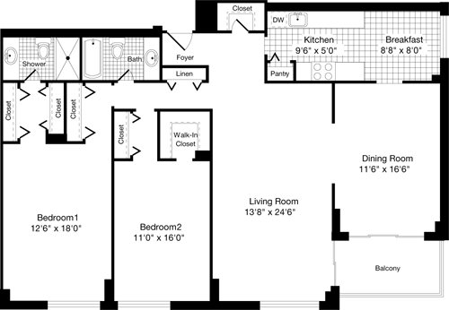 2 beds, 2 baths, 1,465 sqft, $3,336, Unit 0633