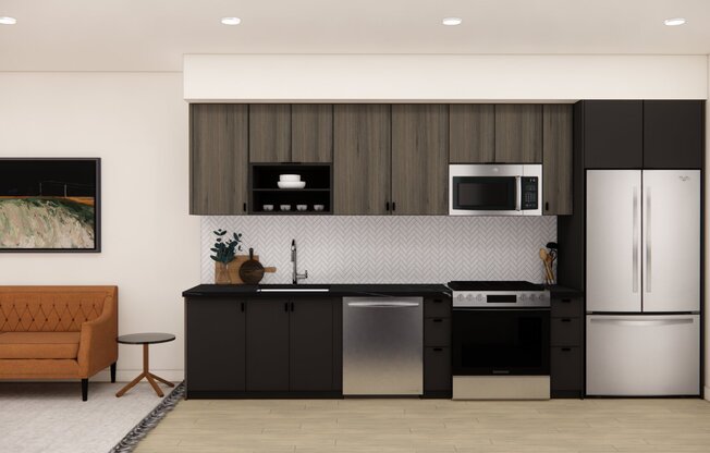 Gourmet kitchens with quartz countertops, custom cabinetry with soft close, and under-cabinet lighting.