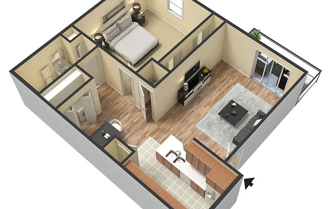 1 bed, 1 bath, 800 sqft, $993