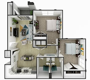 2 beds, 2 baths, 977 sqft, $1,514