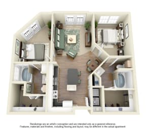 2 beds, 2 baths, 895 sqft, $2,025