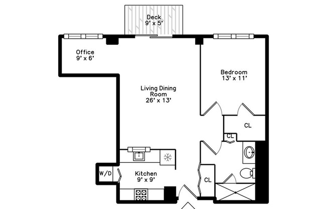 1 bed, 1 bath, 726 sqft, $4,000, Unit 9K