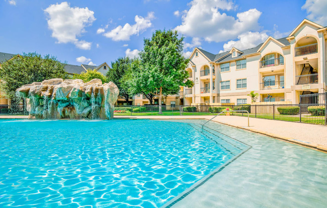 Gigantic pool at Tuscany Square Apartments in North Dallas, TX. Now leasing studios, 1 and 2 bedroom apartments.