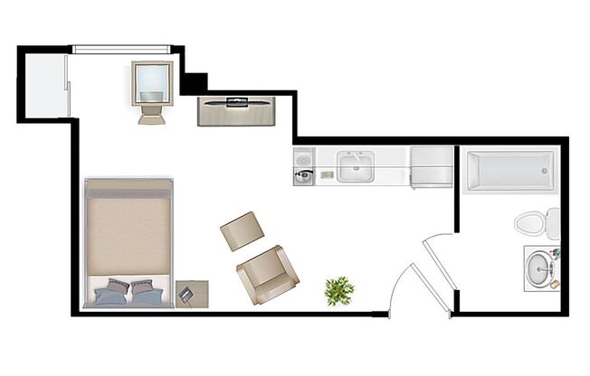 Studio, 1 bath, 280 sqft, $1,195, Unit 712