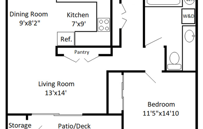 1 bed, 1 bath, 773 sqft, $1,456