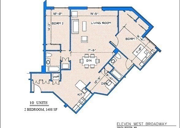 2 beds, 2 baths, 1,408 sqft, $4,750, Unit 310
