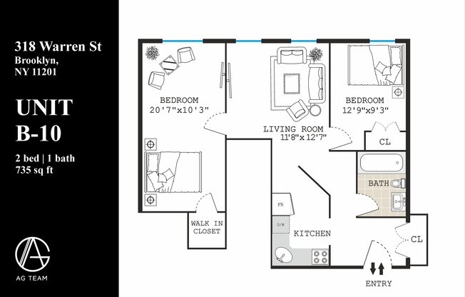 2 beds, 1 bath, $4,500, Unit A10