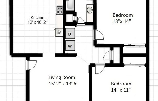 2 beds, 1 bath, 903 sqft, $1,290, Unit I-10