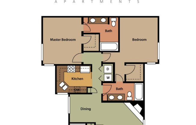 2 beds, 2 baths, 960 sqft, $1,500