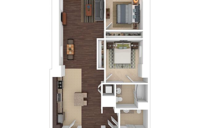2 beds, 2 baths, 1,237 sqft, $3,995, Unit C-G08