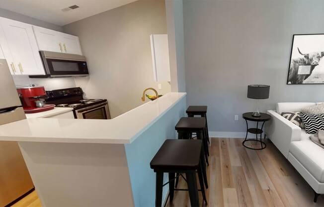 Brixin Franklin Apartments & Townhomes Renovated Kitchen Living Room