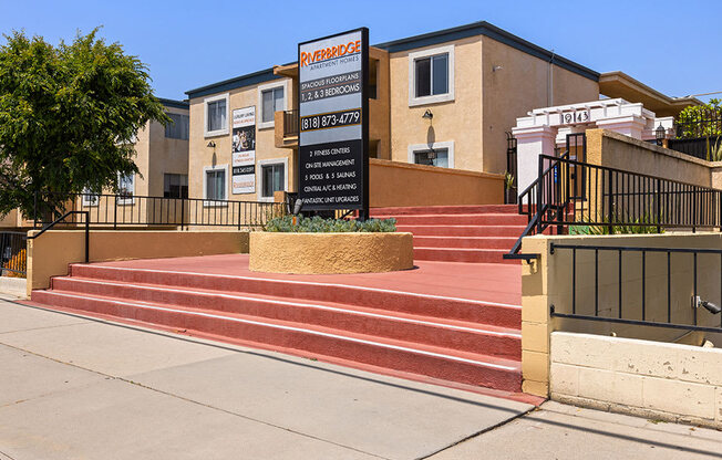 Entrance to 19143 Riverbridge Apartments.