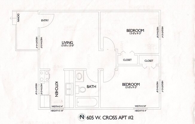 2 beds, 1 bath, $1,195, Unit 2