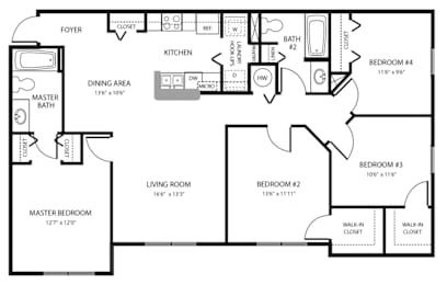 4 beds, 2 baths, 1,364 sqft, $1,644