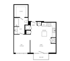 Studio, 1 bath, 631 sqft, $1,662