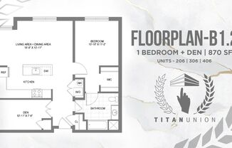 1 bed, 1 bath, 867 sqft, $2,770, Unit 406