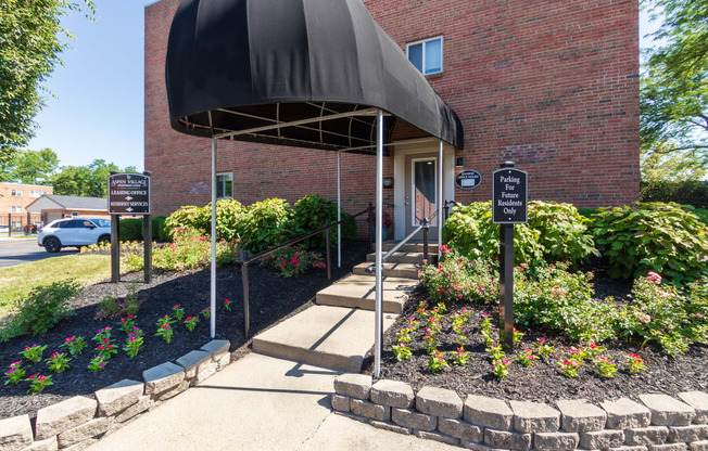 This is photo of the leasing office entrance at Aspen Village Apartments in the Westwood neighborhood of Cincinnati, OH.