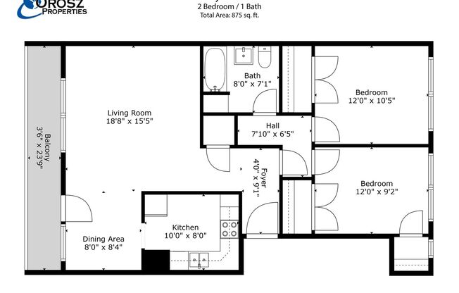 2 beds, 1 bath, 875 sqft, $1,550, Unit 4B