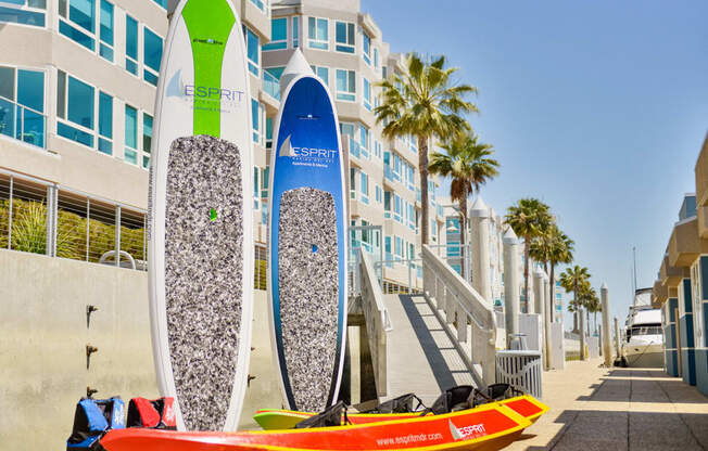 Complimentary paddle board and kayak rentals  at Esprit Apartments, Marina del Rey, California