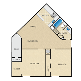 2 beds, 1 bath, 750 sqft, $1,267