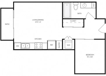 Studio, 1 bath, 523 sqft, $1,704