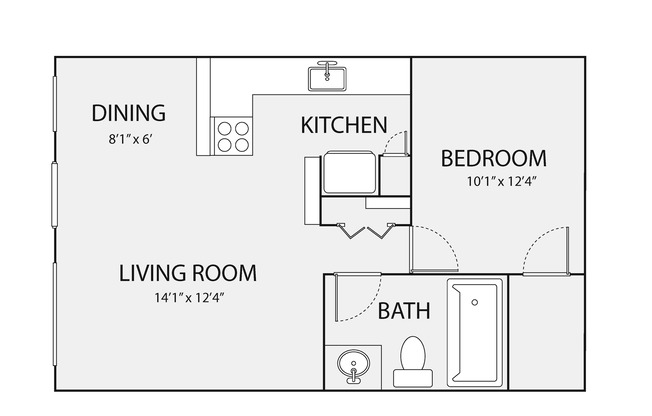 1 bed, 1 bath, 570 sqft, $1,240