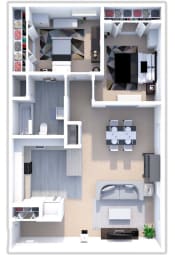 2 beds, 1 bath, 940 sqft, $999