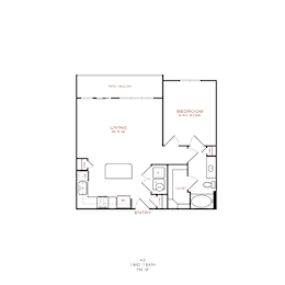 1 bed, 1 bath, 755 sqft, $1,370