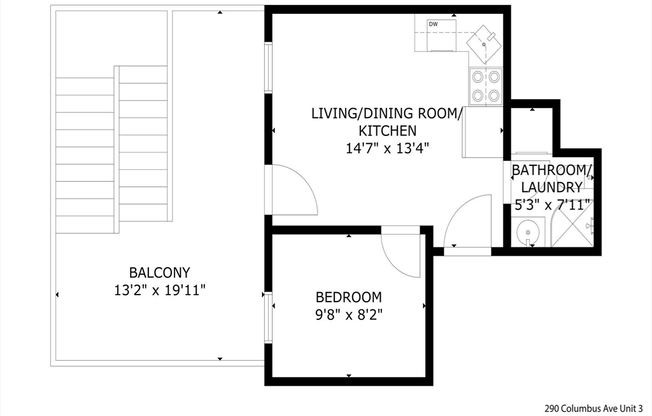 1 bed, 1 bath, 316 sqft, $2,900, Unit 3