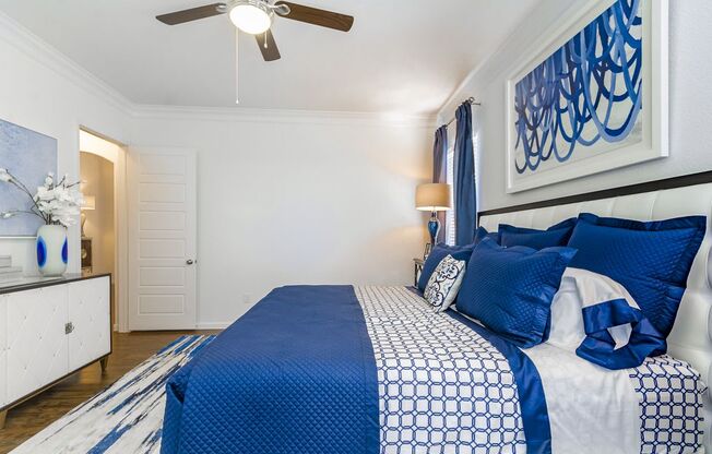 Comfy bed in bedroom1 at Villages 3Eighty, Little Elm, 75068