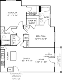 2 beds, 2 baths, 1,125 sqft, $1,674