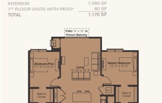 2 beds, 2 baths, 1,090 sqft, $1,995
