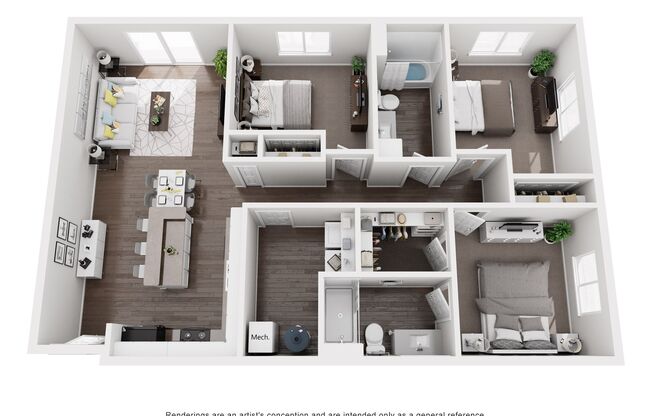 3 beds, 2 baths, 1,180 sqft, $1,495, Unit 3501-205