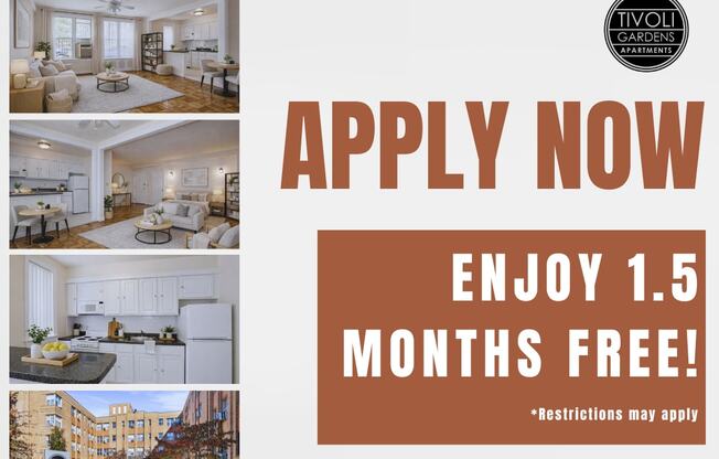 A flyer advertises a limited time offer to apply for a 1.5 months free stay.
