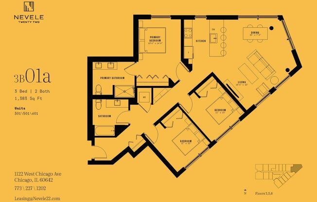 3 beds, 2 baths, 1,383 sqft, $4,650, Unit 301