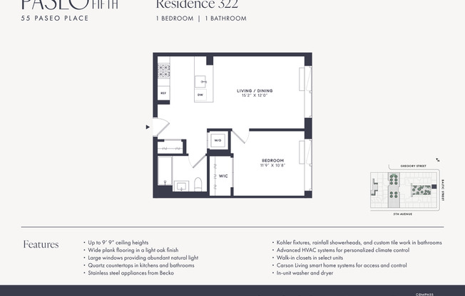 1 bed, 1 bath, $5,150, Unit 322