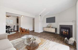 Spacious Living Area with Fireplace