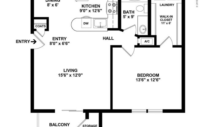 1 bed, 1 bath, 750 sqft, $1,285