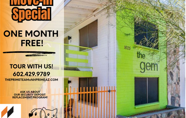 Welcome to the Gem! First month FREE with approved application.