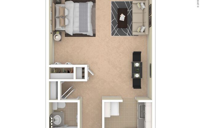 Studio, 1 bath, 408 sqft, $2,550