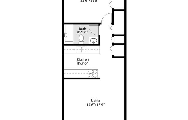 1 bed, 1 bath, 530 sqft, $820