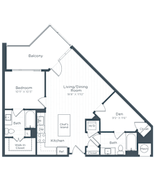 1 bed, 2 baths, 905 sqft, $2,583