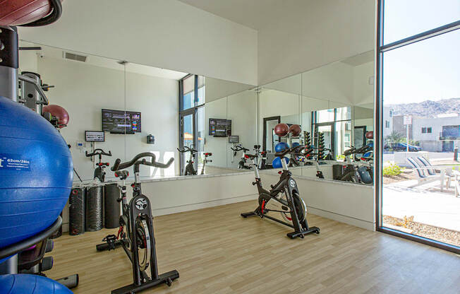 Fitness center at Senderos at South Mountain in Phoenix AZ September 2020