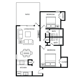 2 beds, 2 baths, 890 sqft, $1,204