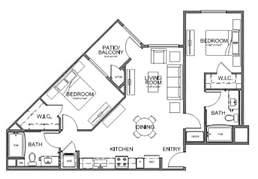 2 beds, 2 baths, 1,003 sqft, $3,124