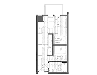 1 bed, 1 bath, 512 sqft, $1,677