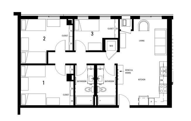 3 beds, 2 baths, 1,015 sqft, $2,355, Unit 206