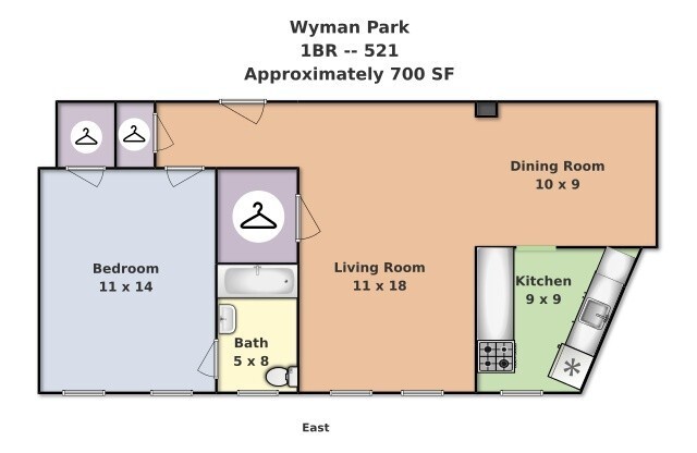 1 bed, 1 bath, 550 sqft, $1,550, Unit 521