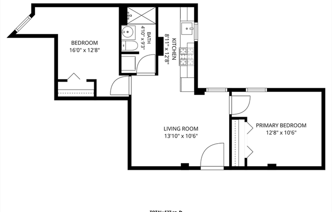 2 beds, 1 bath, 537 sqft, $3,925, Unit B